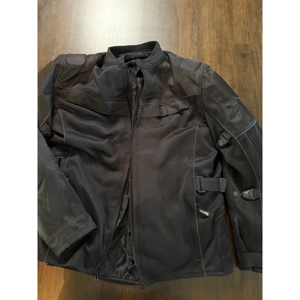 Xelement Mens Mesh Motorcycle Jacket Black Padded Armor Zip-Out Liner Large